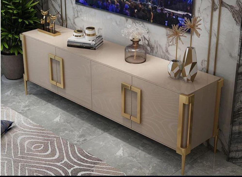 Lixra Modern TV Stand With Metallic Finish