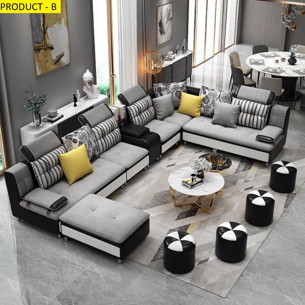 Lixra Modern U-Shaped Fabric Sectional Sofa