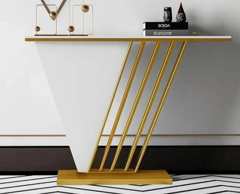 Lixra Modern V-Shaped Marble Accent Table