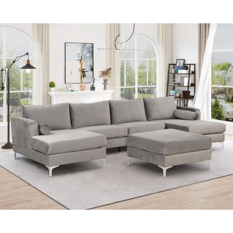 Lixra Modern Velvet Sectional Sofa Set