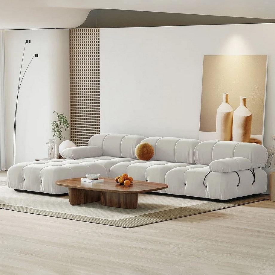 Lixra Modern Velvet Upholstered Sectional Sofa