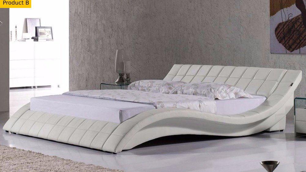 Lixra Modern Wave Design LED Leather Bed