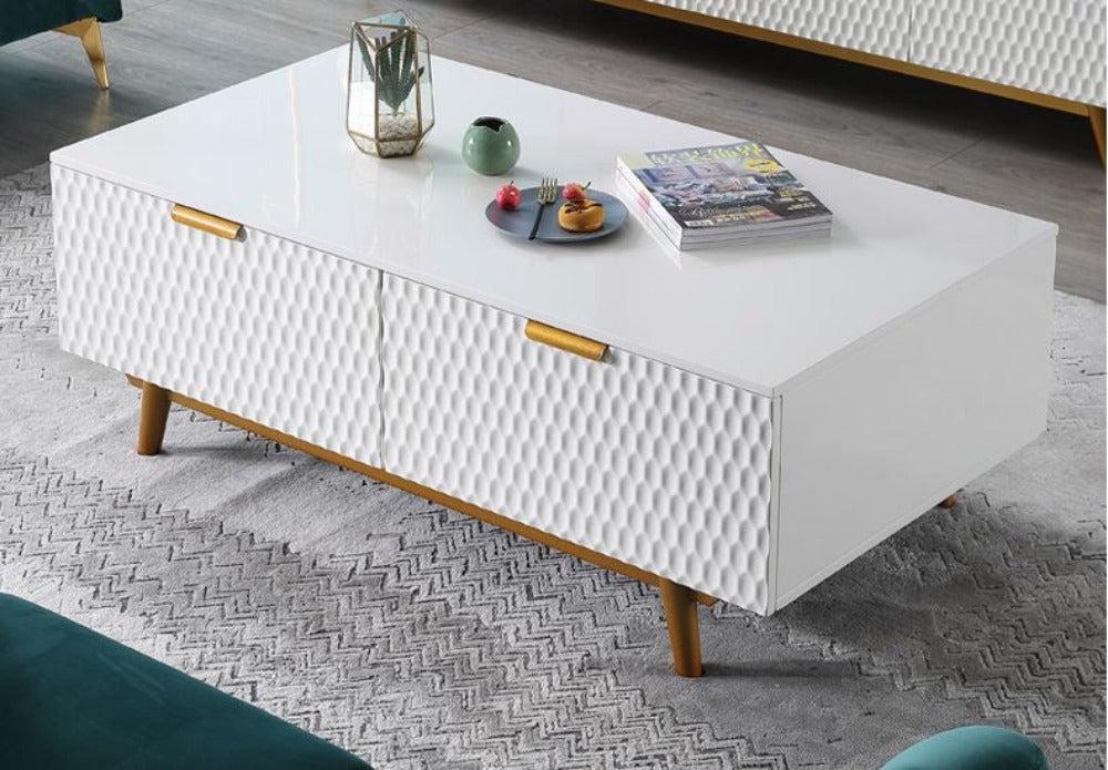 Lixra Modern White Wooden Coffee Table