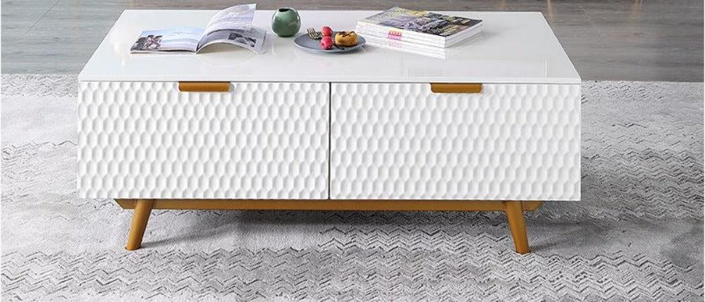 Lixra Modern White Wooden Coffee Table