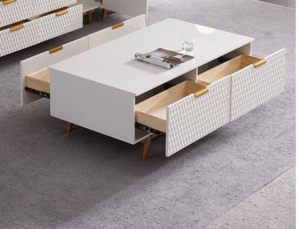 Lixra Modern White Wooden Coffee Table