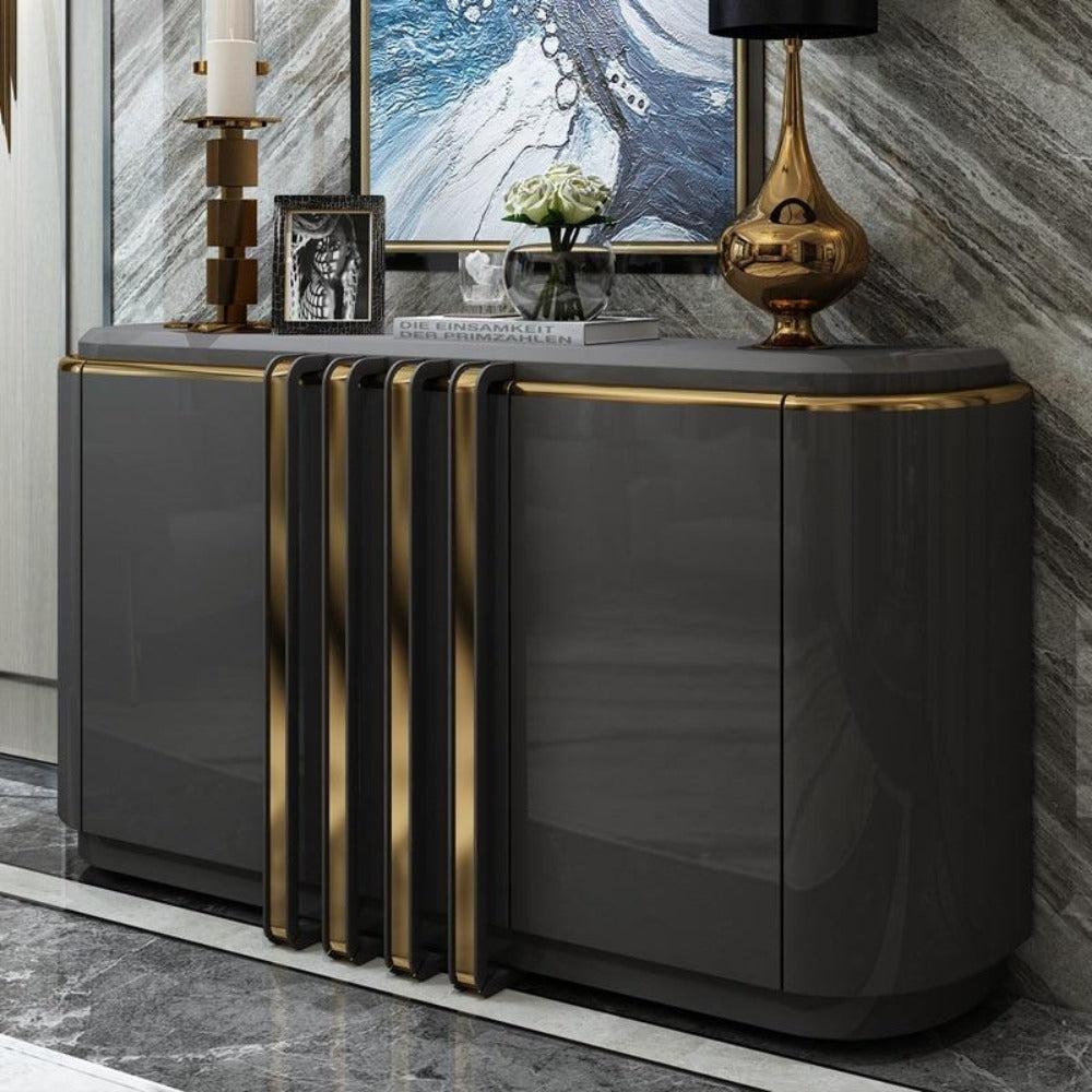 Lixra Modern Wood Curved Luxury Tv Stand