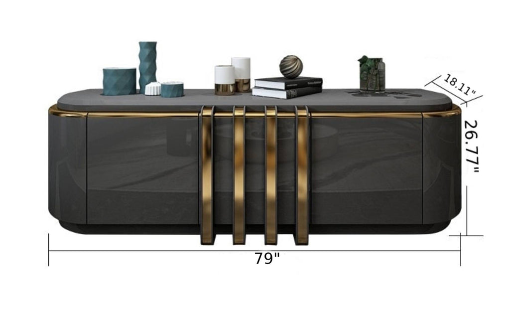 Lixra Modern Wood Curved Luxury Tv Stand