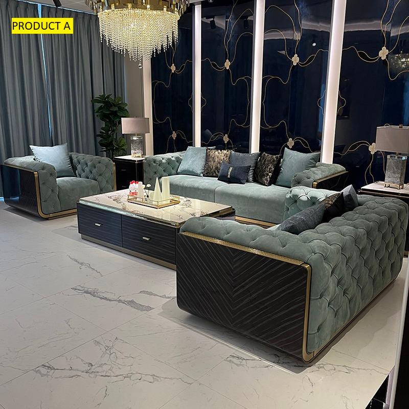 Lixra Modern Woodcraft 3-Piece Velvet Sofa Set