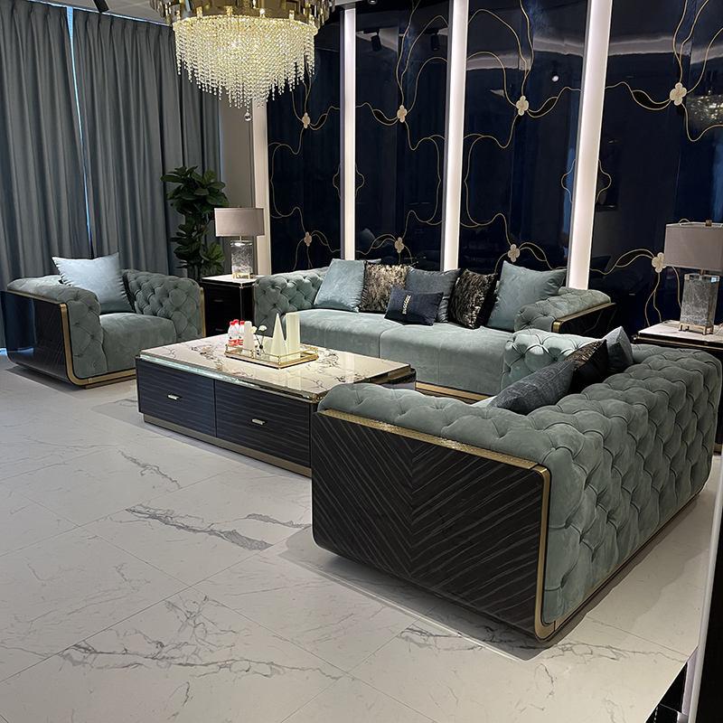 lixra Modern Woodcraft 3-Piece Velvet Sofa Set