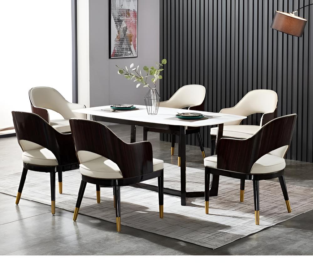Lixra Modern Wooden Leather Dining Chairs Set Of 4