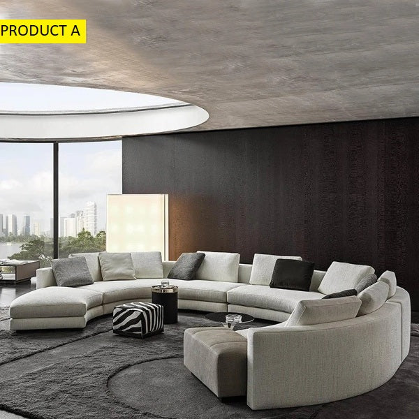 Lixra Modernized Circular Fabric Sofa Set