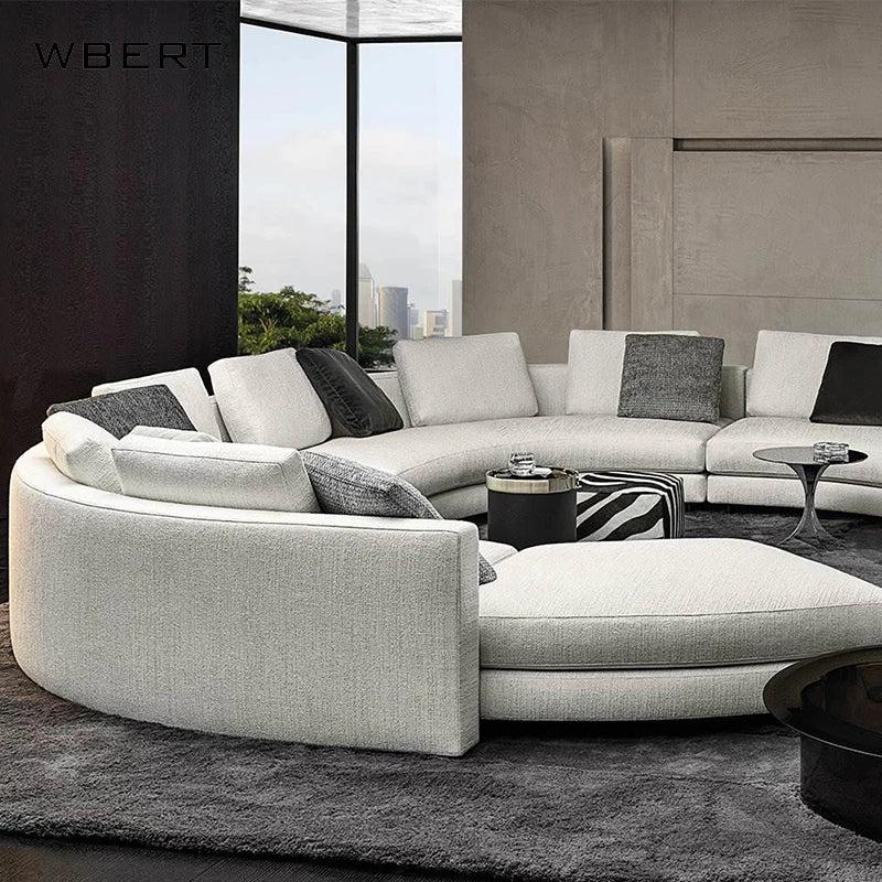 Lixra Modernized Circular Fabric Sofa Set