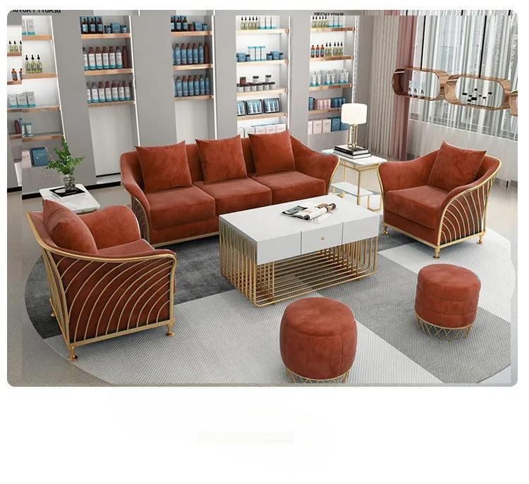 Lixra Modernized Metallic Accents Fabric Sofa Set