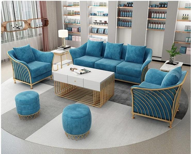 Lixra Modernized Metallic Accents Fabric Sofa Set