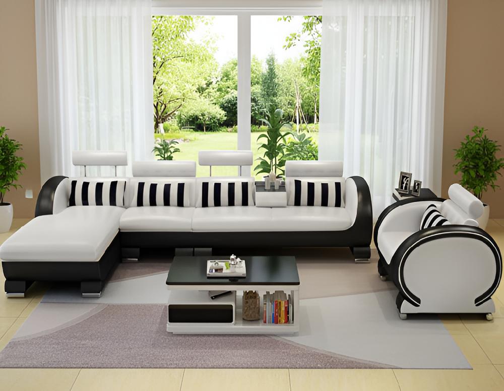 lixra Modish And Endearing Leather Sectional Sofa