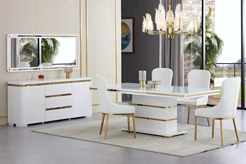 Lixra Modish Marble Palatial Dining Table Set