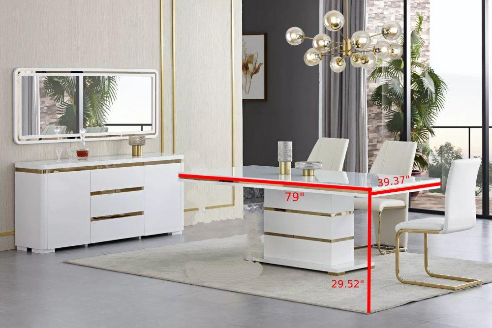 Lixra Modish Marble Palatial Dining Table Set