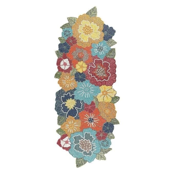 Lixra Multi-Color Floral Beaded Table Runner