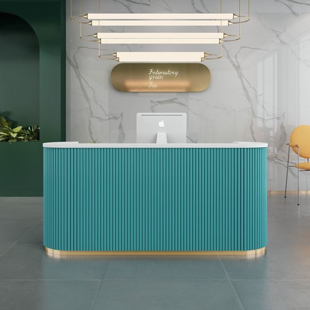 Lixra Multicolor Curved Wooden Reception Desk