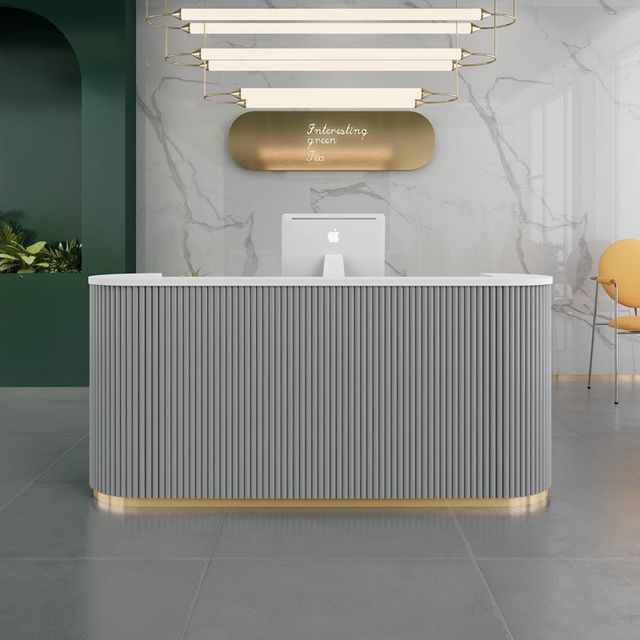 Lixra Multicolor Curved Wooden Reception Desk