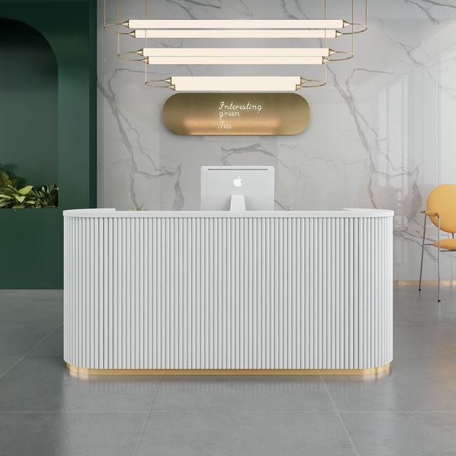 lixra Multicolor Curved Wooden Reception Desk