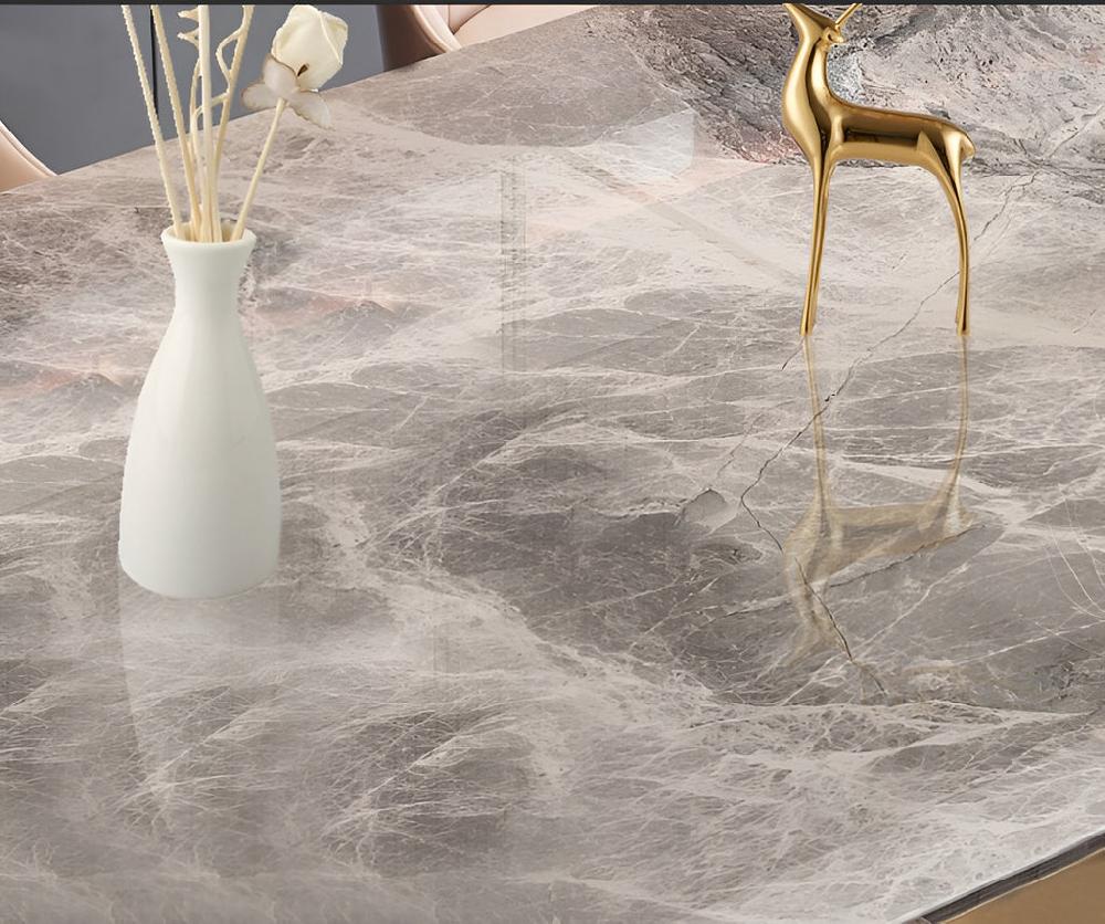 Lixra Nordic Golden Finish Dining Table Set