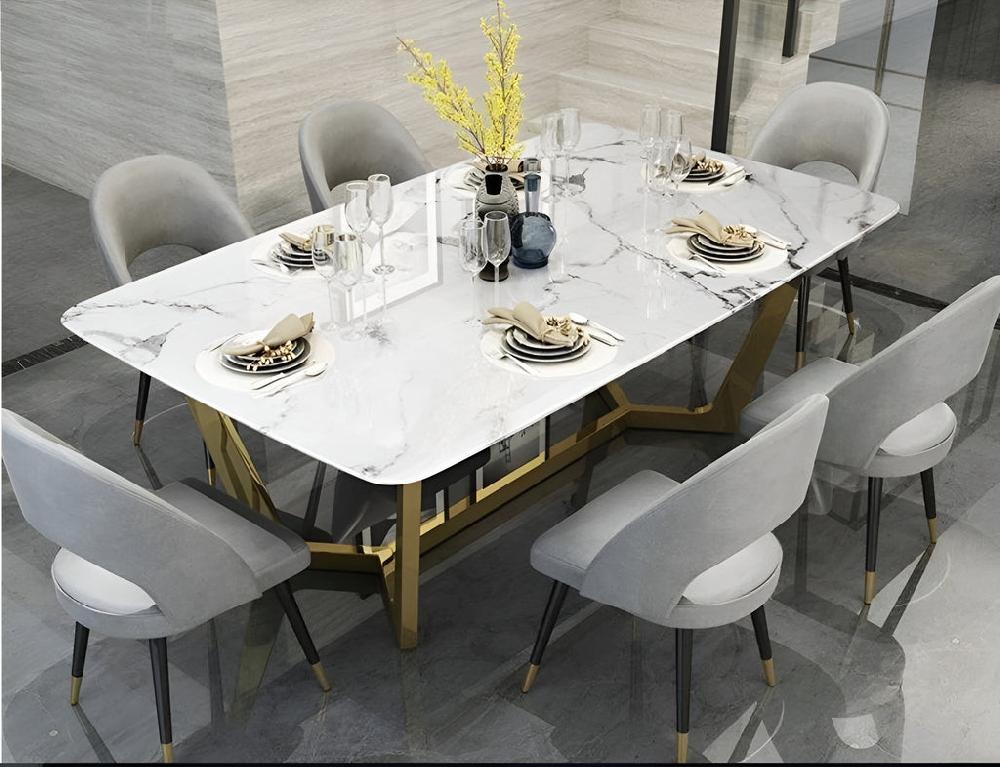 Lixra Nordic Light Marble Dining Table Set