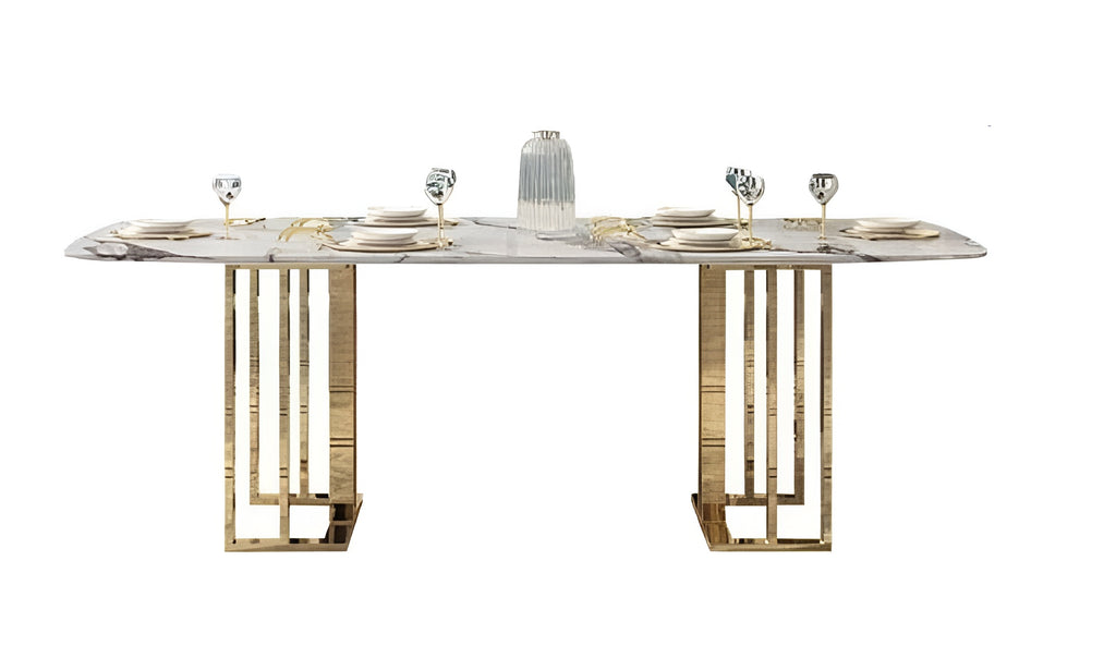Lixra Nordic Metallic Marble Dining Table