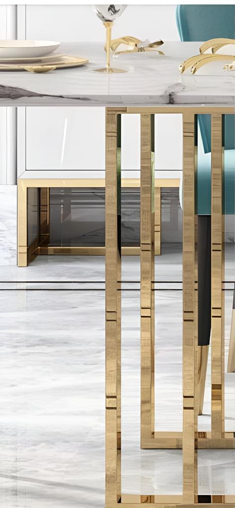 Lixra Nordic Metallic Marble Dining Table