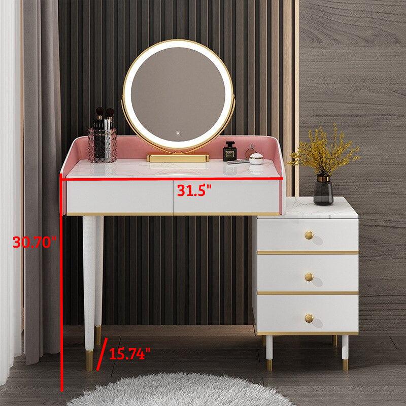 Lixra Nordic Style Glossy Marble-Top Dresser