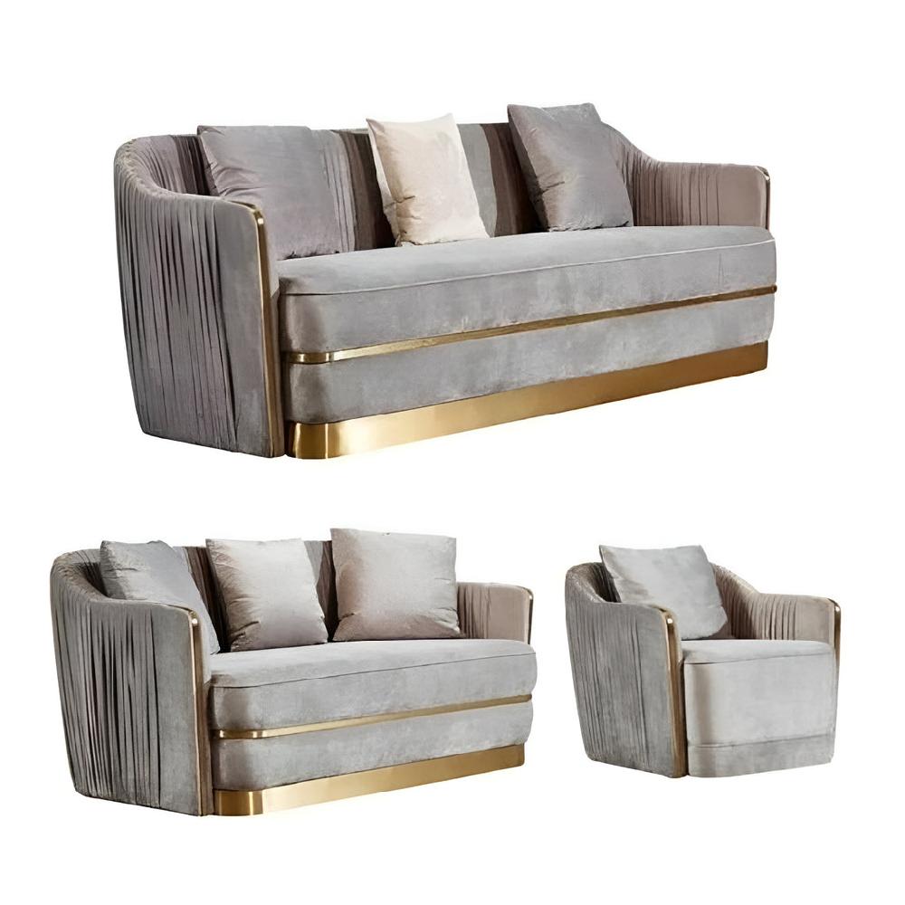 Lixra Opulence Velvet Fabric Sofa Set