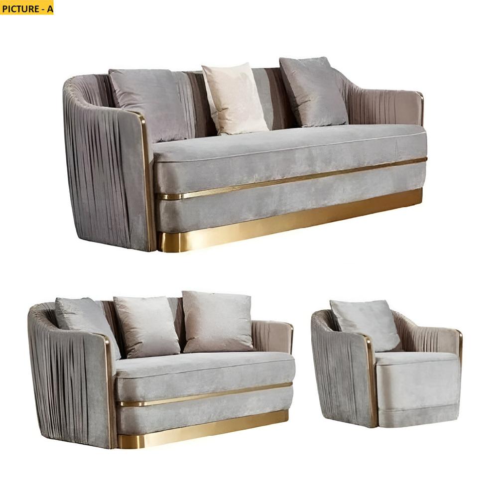 Lixra Opulence Velvet Fabric Sofa Set