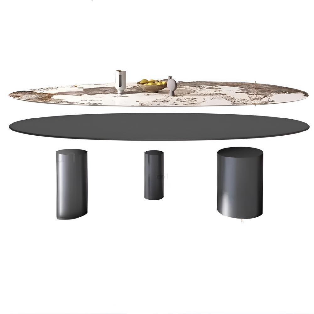 Lixra Oval Marble Dining Room Set