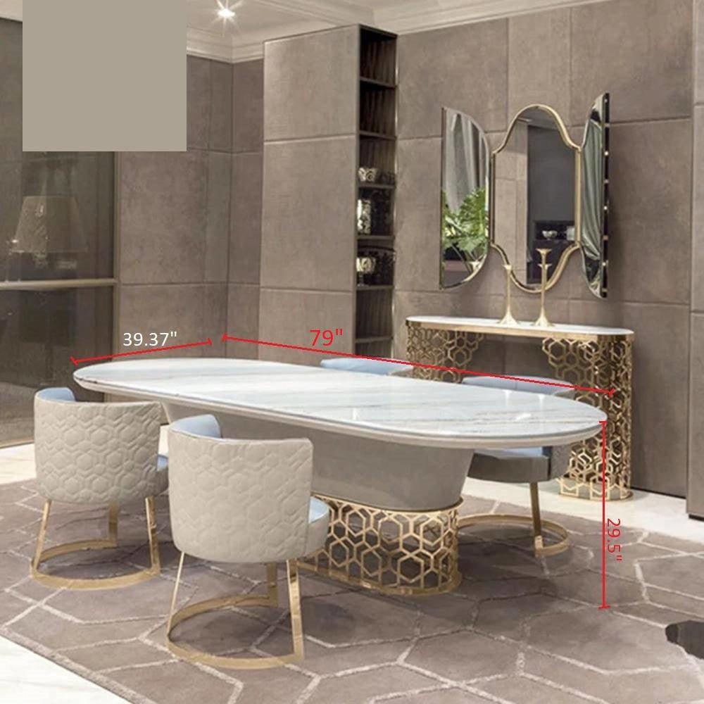 Lixra Oval Marble Dining Table Set