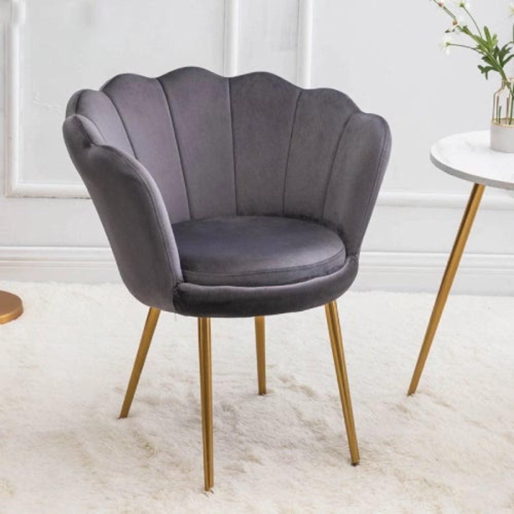 Lixra Petal Designed Velvet Fabric Accent Chair