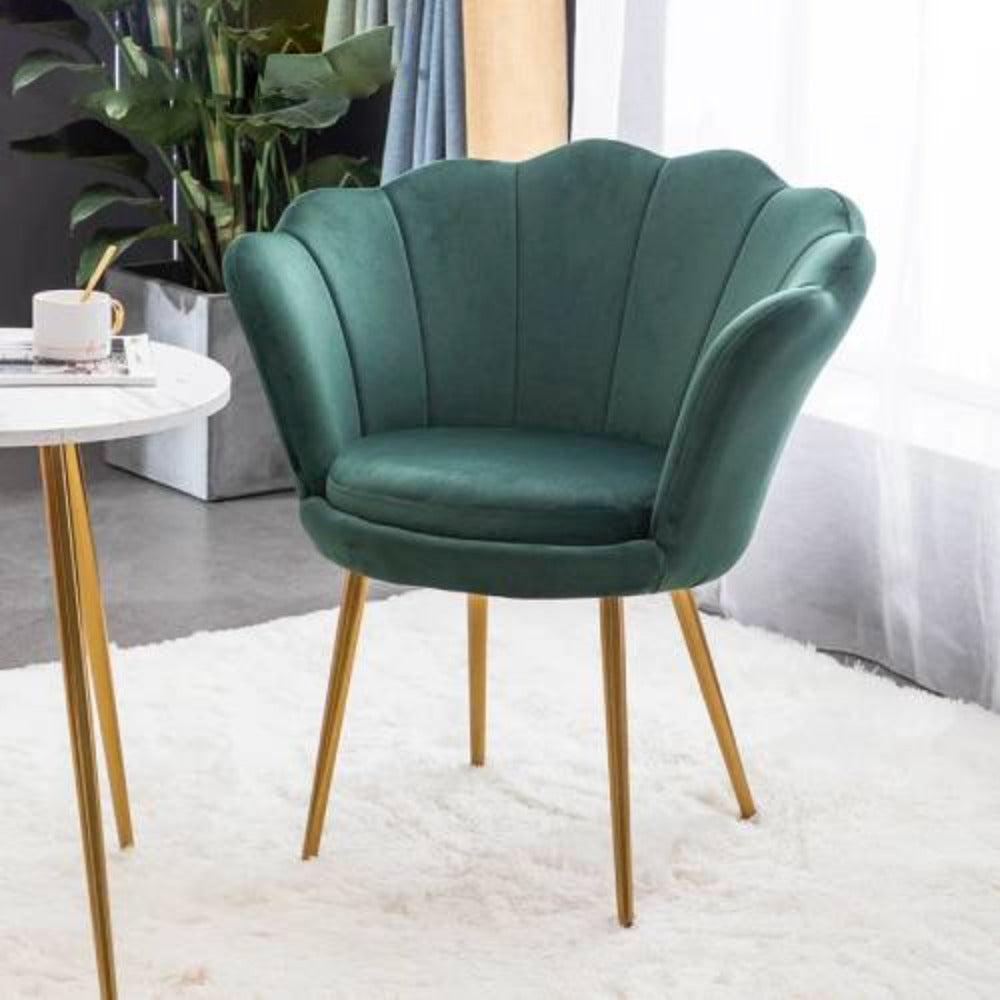 Lixra Petal Designed Velvet Fabric Accent Chair