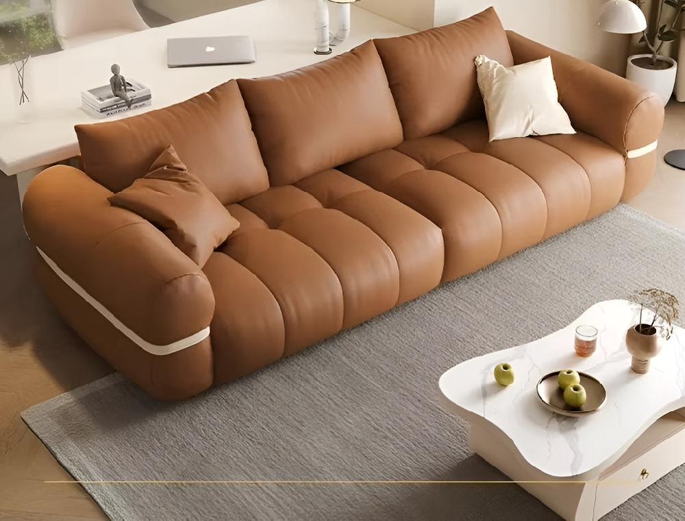 Lixra Pillow-Back Modern Leather Sofa