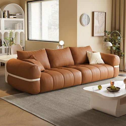 Lixra Pillow-Back Modern Leather Sofa