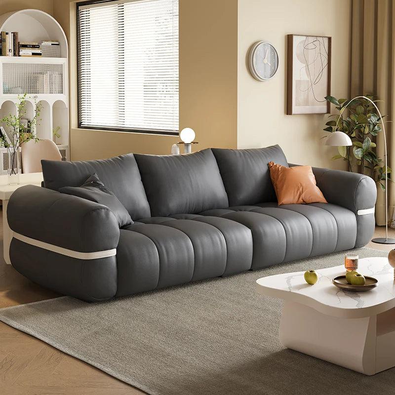 Lixra Pillow-Back Modern Leather Sofa