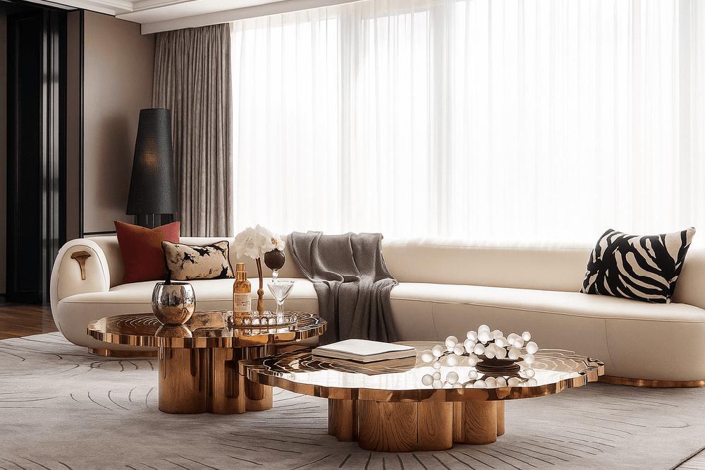 Lixra Polished Metal Tree Stump Coffee Table