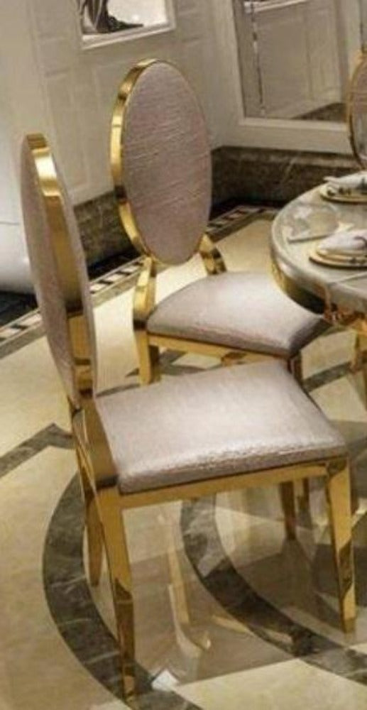 lixra Polished Round Marble Dining Table Set