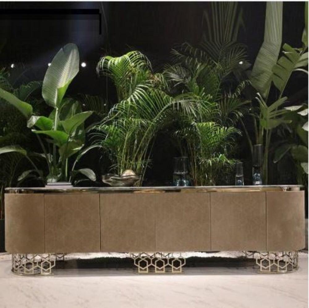 Lixra Polished Wood Modern TV Stand