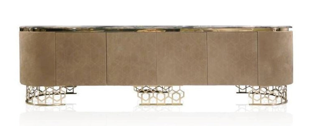 Lixra Polished Wood Modern TV Stand