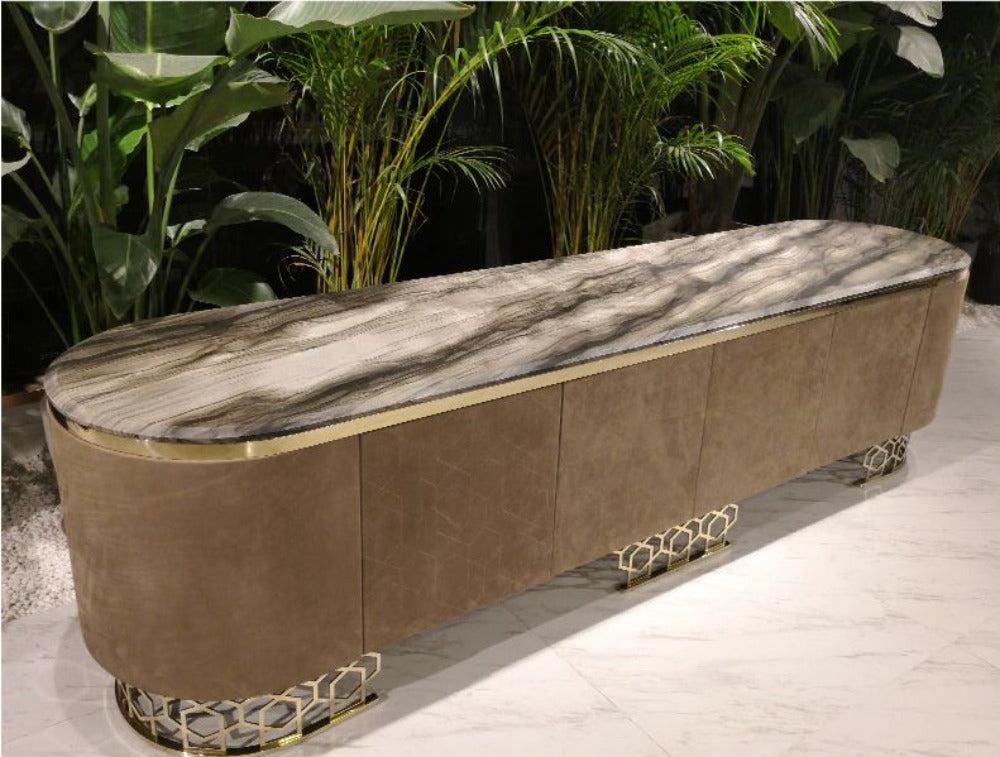 Lixra Polished Wood Modern TV Stand