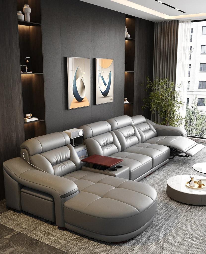 Lixra Power Leather Recliner Sectional Sofa