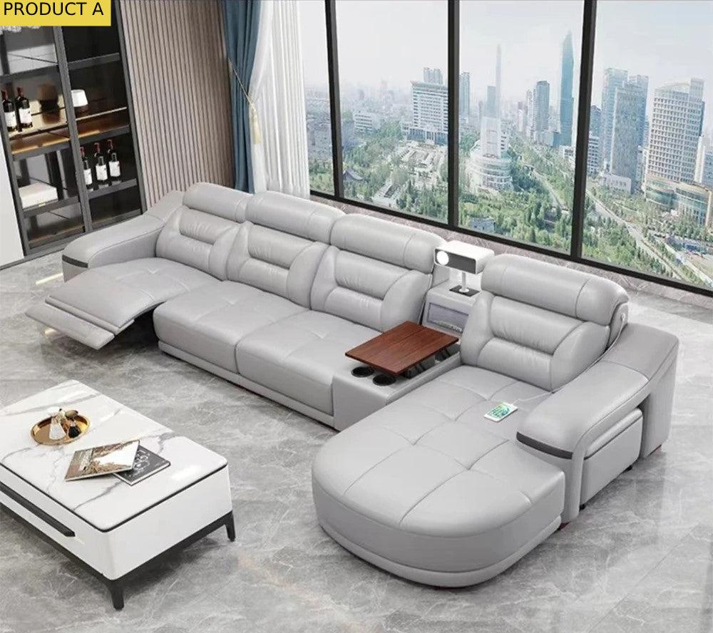 Lixra Power Leather Recliner Sectional Sofa