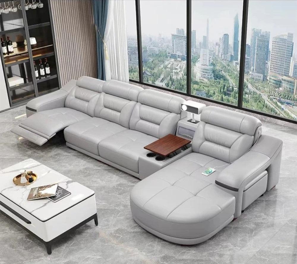 lixra Power Leather Recliner Sectional Sofa