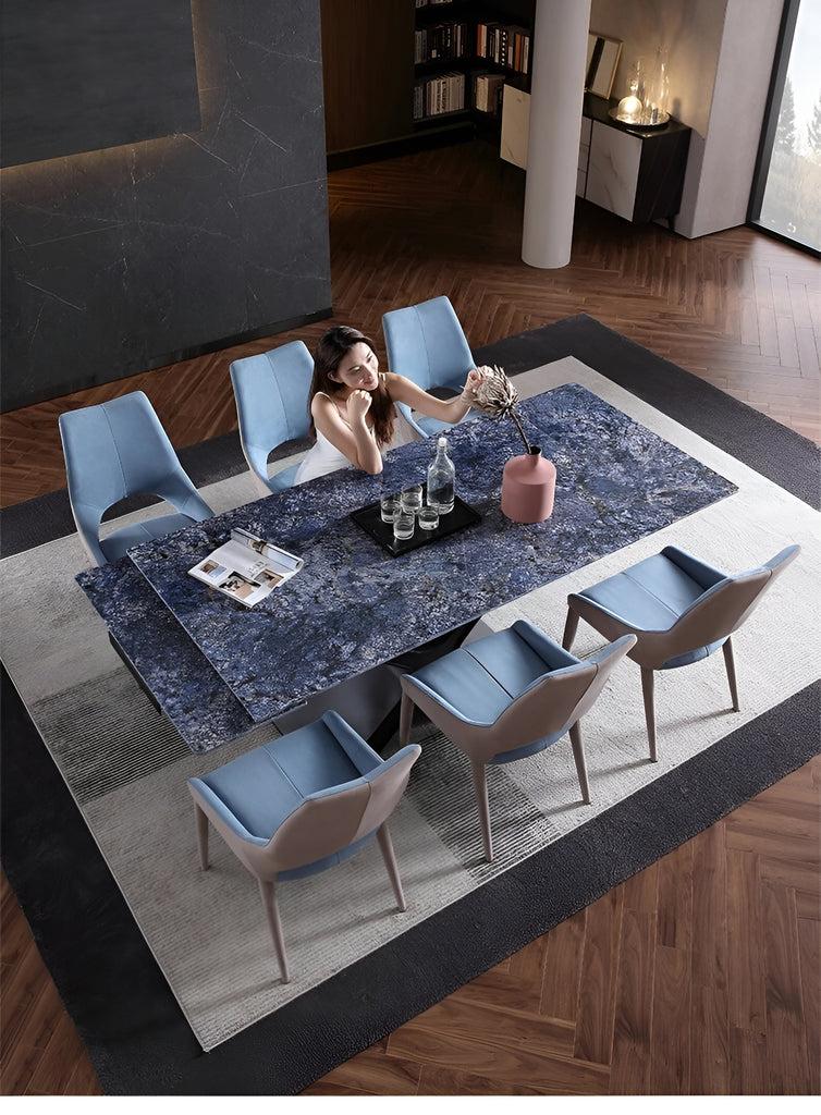 Lixra Printed Marble Extendable Dining Table Set