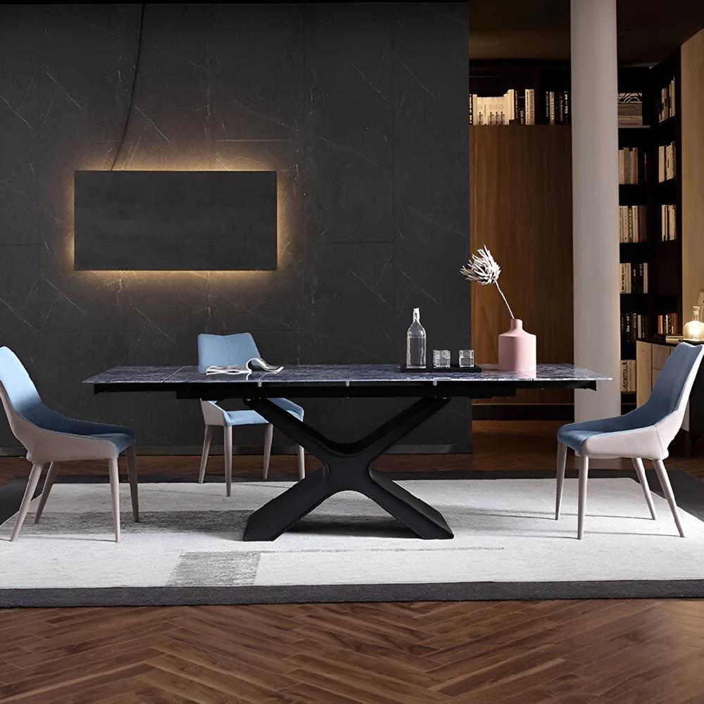 Lixra Printed Marble Extendable Dining Table Set