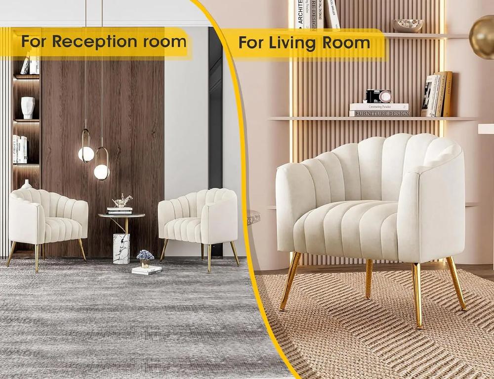 Lixra Pumpkin Style Velvet Fabric Accent Chair